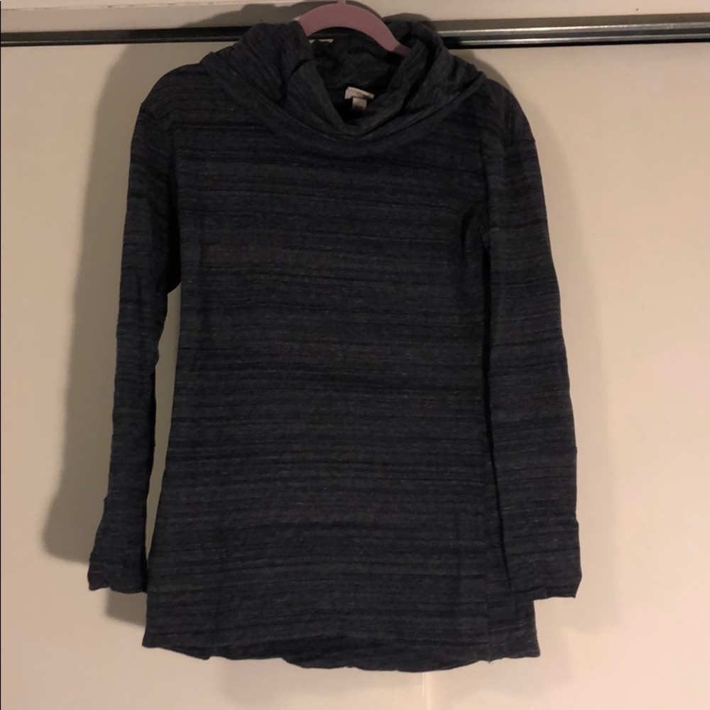 Navy Cowl Neck Pullover.